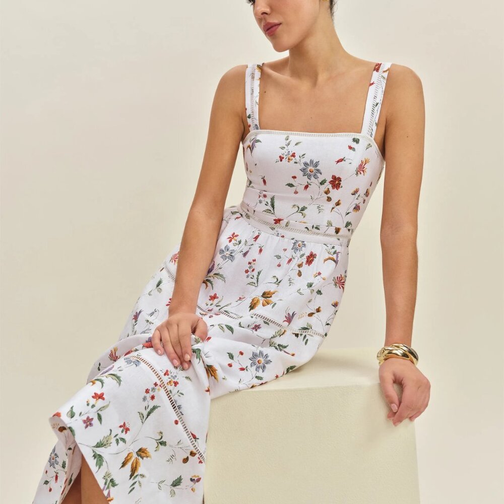 Reformation Everett Linen Dress in Corsini - Picture 6 of 7